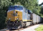 CSX 905 pushes on the rear of a coal train